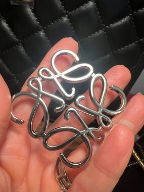 Monogram Script Silver Tone Bracelet Charm